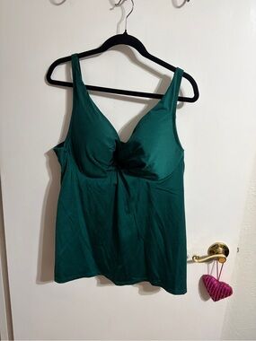 💜 40DDD Cacique Emerald Green Tankini Bathing suit Swimsuit Top